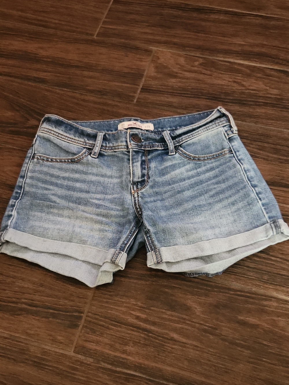 Hollister Light Blue Rolled Cuff Denim Shorts